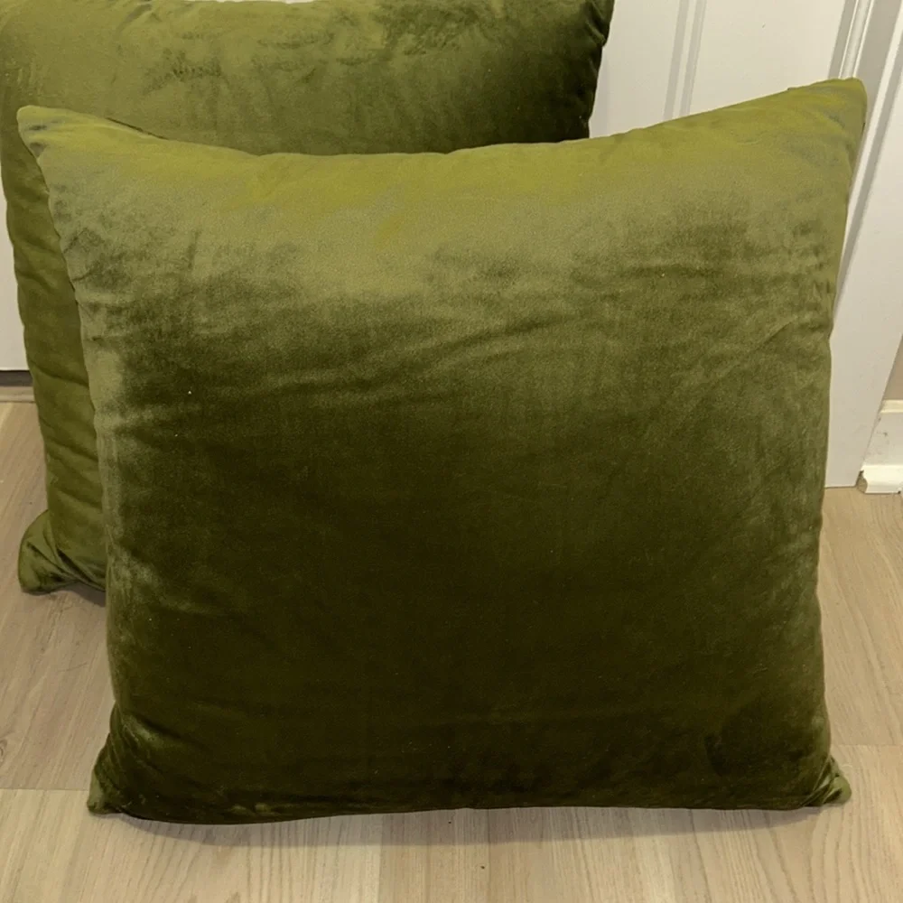 TAHARI HOME Down Alternative Pillows Green NWOT Decorative Plush Textured